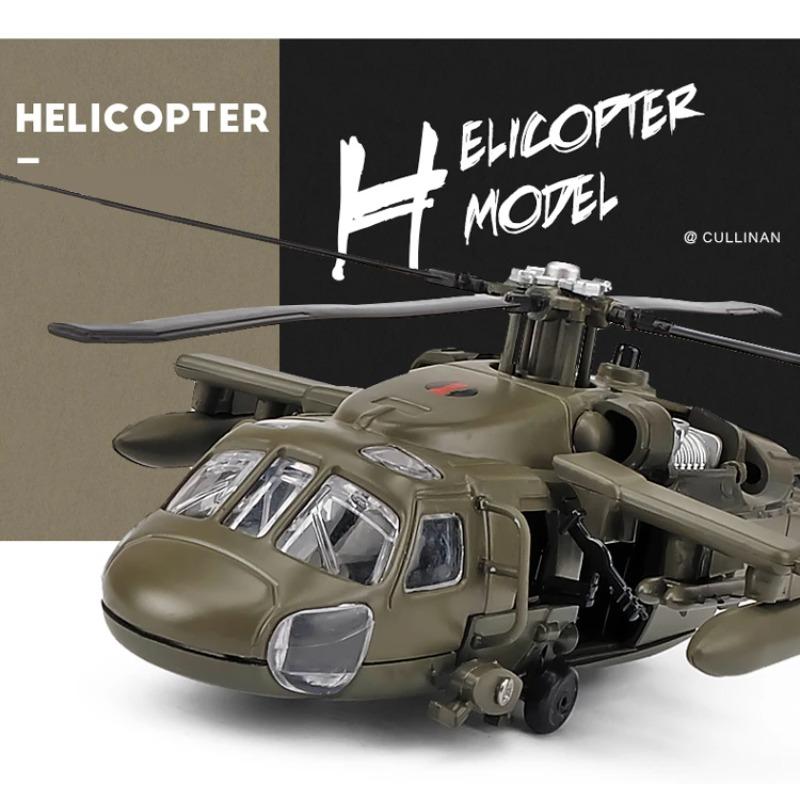 1/64 UH-60 Hawk Utility Helicopter Alloy Airplane Model Simulation Metal Flying Model Toy Sound and Light Kids Gift