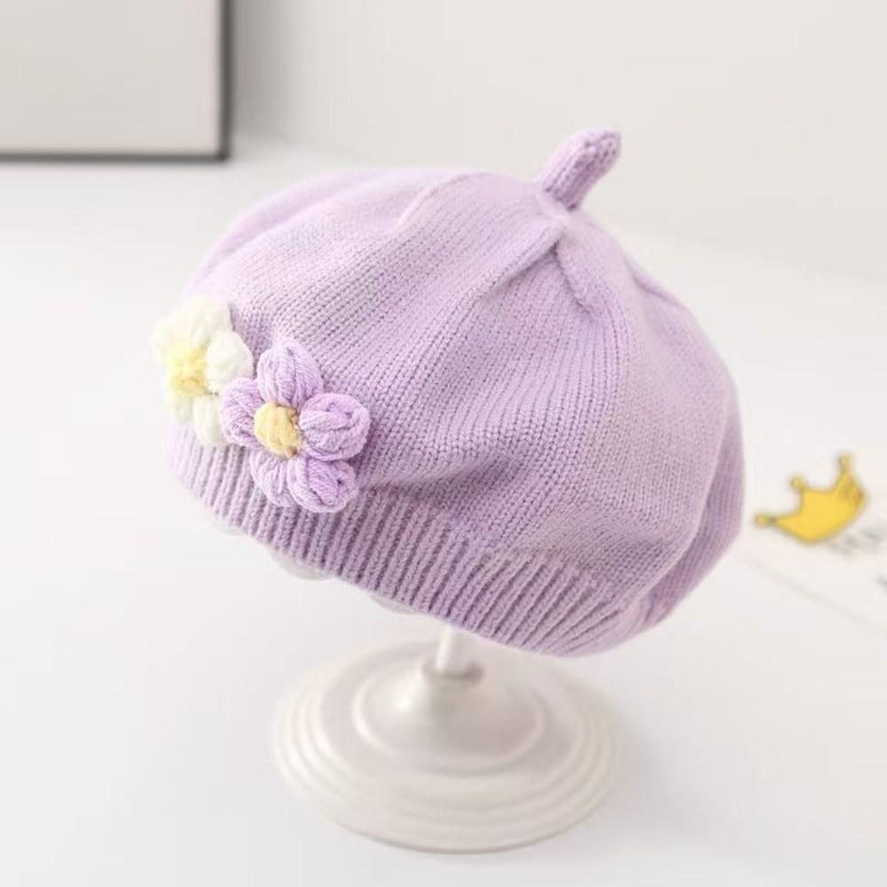 Cute Flower Toddler Beret Hat Comfortable Beanies Cap Fashion Knitted Hats Autumn Winter
