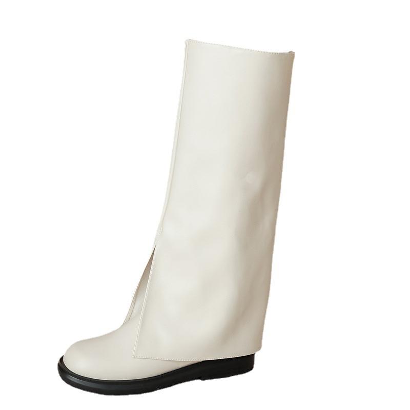 Мода 2024 года, модный бренд, классные высокие сапоги до колена, отличное качество, удобные для ходьбы, винтажные черные туфли без застежек, женские сапоги-брюки для женщин