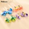 Candy Color Flower Earrings Exaggerated Sweet Petal Ear Jewelry Tassels Earrings for Women PD2337