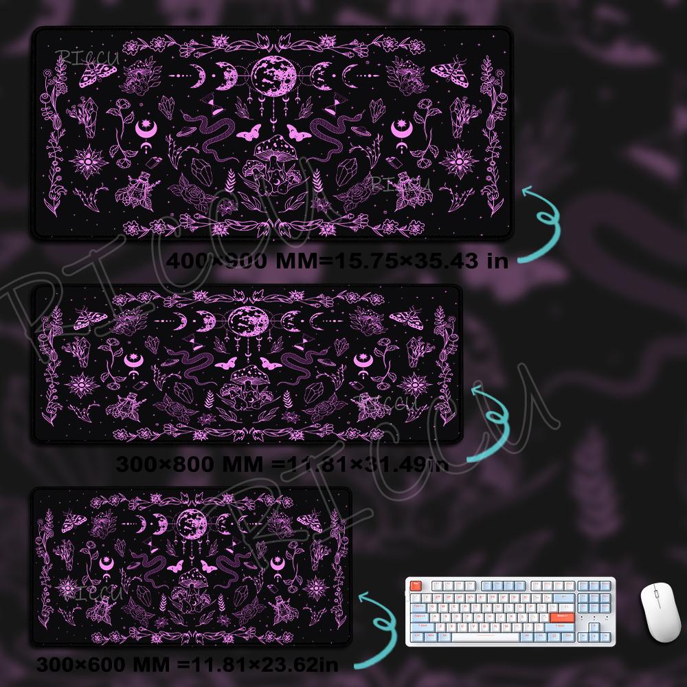 Black Tarot Card Desk Mat Office Moon Star Mouse Pad Witch Divination Deskmat Mushroom Tablemat Aesthetic Large Gaming MousePad