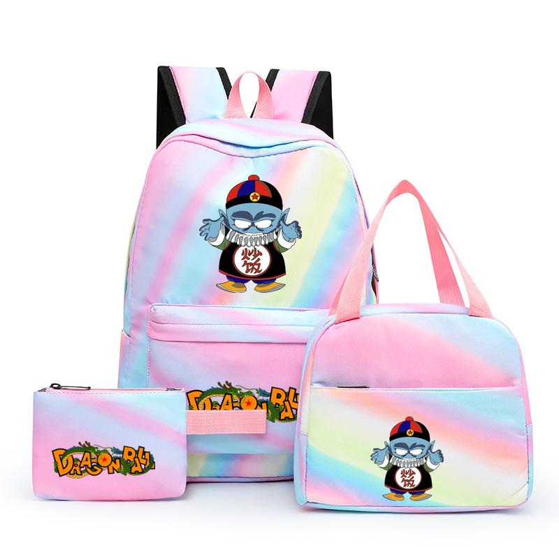 3Pcs/set Dragon Ball Colorful Backpack with Lunch Bag for Women Student Teenagers Rucksack Casual School Bags Sets