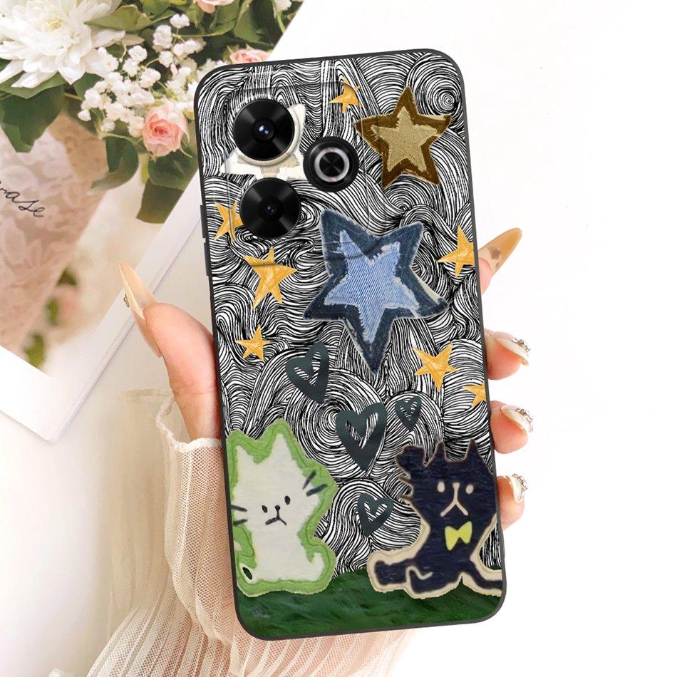 For Xiaomi Redmi 13X Cute Cat Flower Cartoon Phone Case For Redmi 13X Shockproof Soft Silicone Covers Bumpers