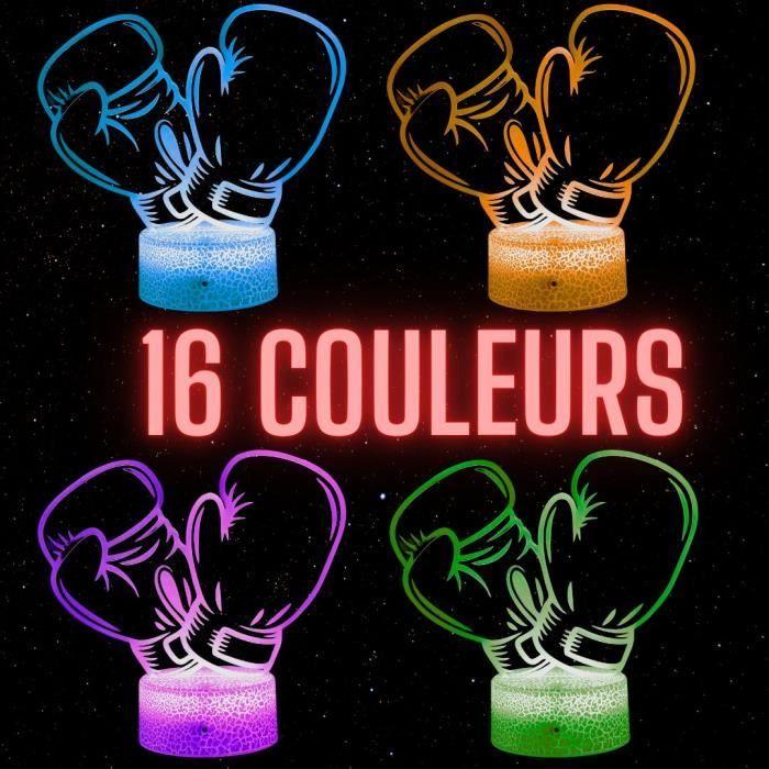 Lampe de chevet 3D led Gants Boxe Boxeur,Veilleuse changement de couleurs – Lampe tactile bureau et chambre enfant, Eclairage noël