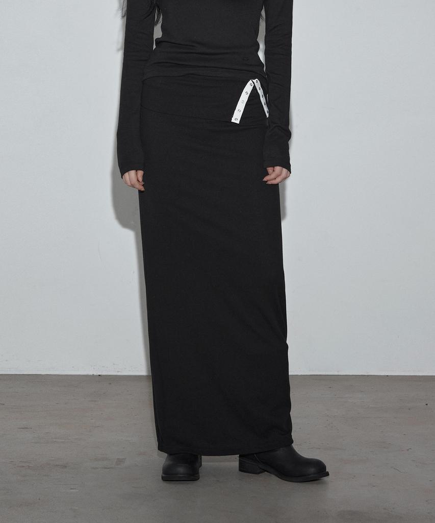GROWHIDE Holded Folding Long Skirt_Black