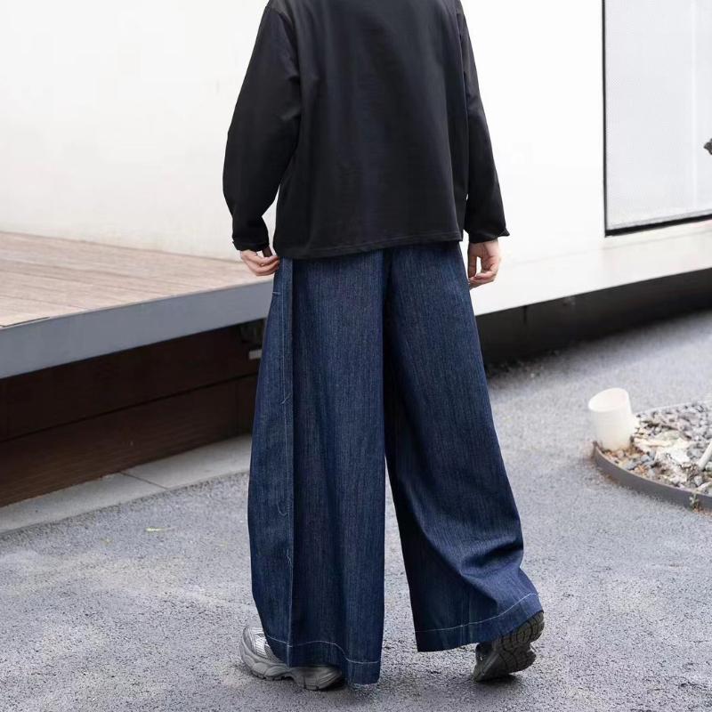 High Elastic Waist Solid Color Long Wide Leg Denim Pants Women Fashion Tide 2025 Spring Autumn New Jeans One Size Office Lady Jean