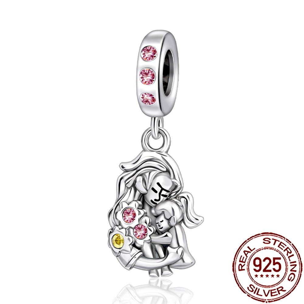New Charms 925 Silver Sister Daughter Mum Mother Family Love Heart Beads Fit Origina Bracelet Necklace DIY Jewelry