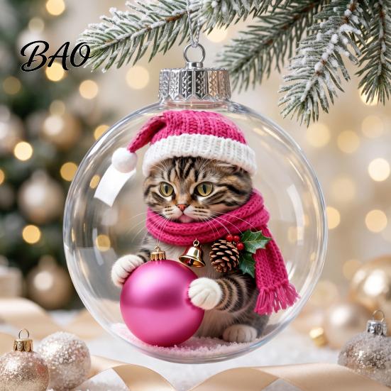 3D Winter Scene Baubles Glowing Christmas Story Ornament, Light?Up Mini Animals Hanging Ball Ornament with Warm Festive Indoor Decor LED Light, Cute