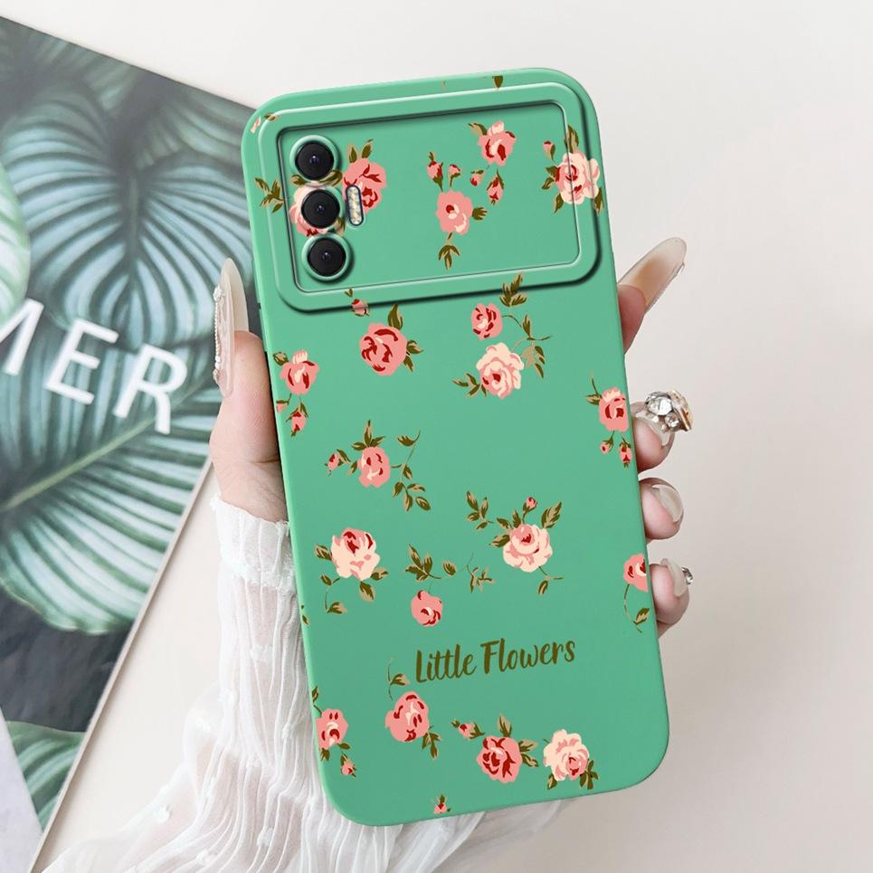 Phone Shell For Tecno Spark 8P Woman Fashion Flower Butterfly Coques For Tecno Spark 9T India Back Covers Soft Liquid Silicone
