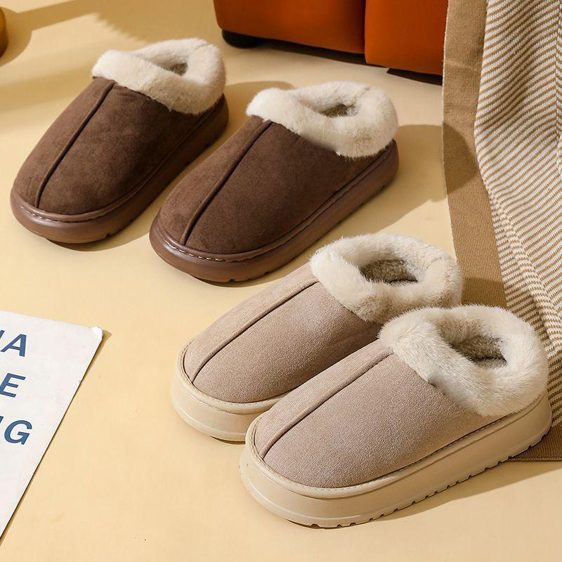Обувь женская 2024 года, трендовая зимняя замшевая зимняя обувь для улицы на толстой подошве, теплая нескользящая платформа, теплая повседневная хлопковая обувь