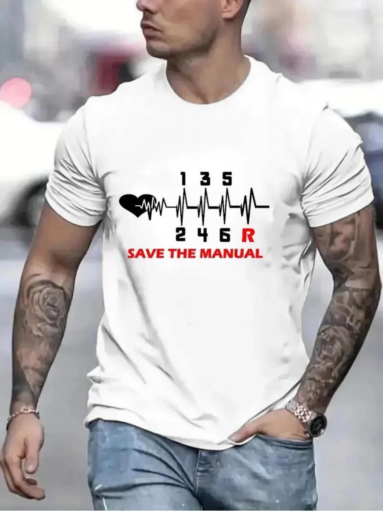 Vintage T Shirts for Men Save The Stick Manual Transmission Graphics Tees Top Oversized Hip Hop T-Shirts Men Clothing Camiseta