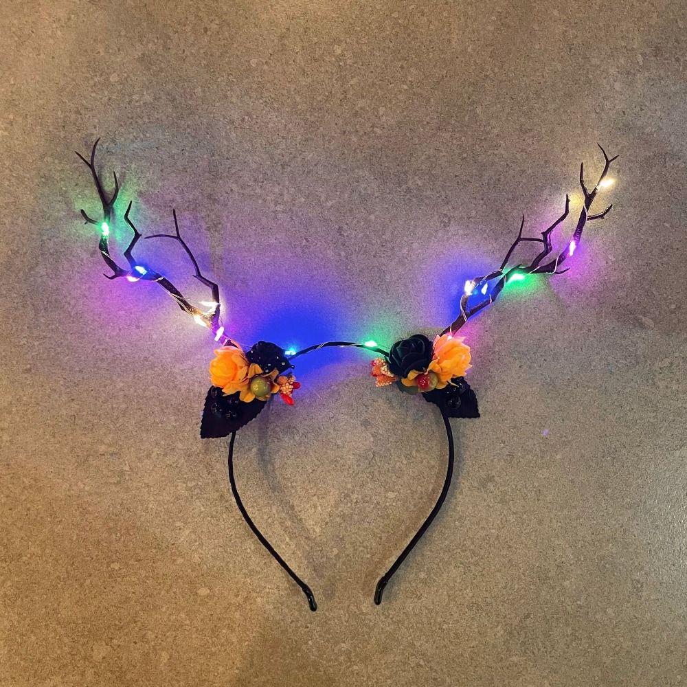 LED Fairy Deer Ear Headband Elk Ears Kids Head Wear Halloween Glowing Antler Hair Hoop  Photo Props