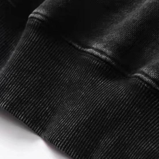 Yousheng осень-весна унисекс толстовка с капюшоном большой карман свободный потертый стираный эластичные манжеты и подол скошенные плечи чистый цвет свободный спортивный топ