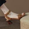 Summer 2025 New Style Women's Thick-heeled Fashion Retro Open-toe Sandals, One-line Roman Versatile High-heeled Women's Sandals