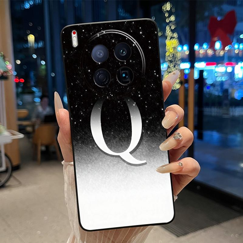 Чехол для Tecno Camon 40 Premier 5G Новый с буквой и цветком Сияющее звездное небо Мягкий силикон Черная задняя панель Защита от царапин