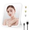 Tabletop Lighted Makeup Mirror with 3 Stepless Rotating Freely Adjustable USB Easy Foldable Colors, Dimming, 360° Blanket, Angle, Rechargeable,