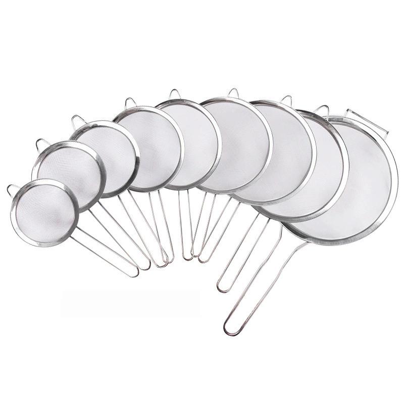 1PCS Stainless Steel Fine Mesh Food Strainer Sifter For Baking With Handle Flour Sieve Sifter Juice Soy Milk Baking Kitchen Tool