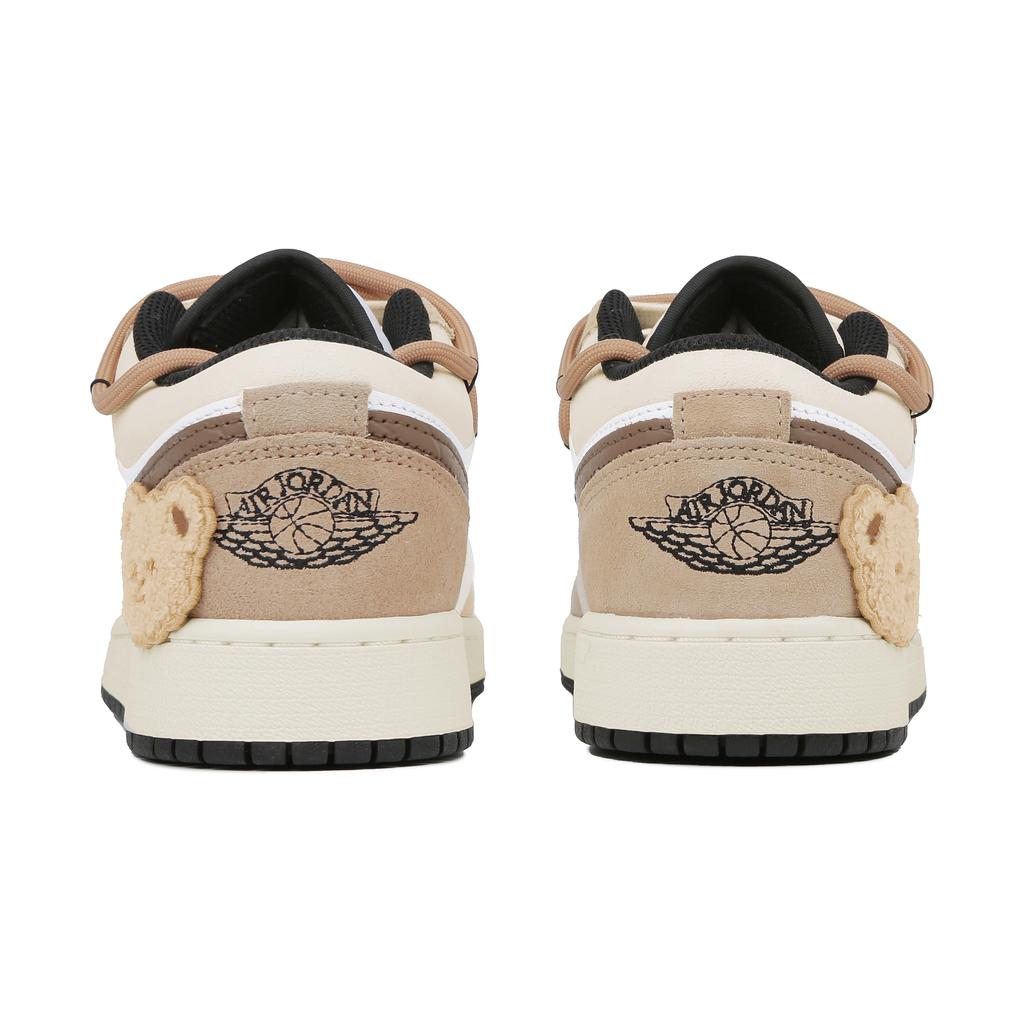 Jordan Air Jordan 1 Low top Vintage Basketball Shoes GS White Brown DZ5368-201(Team4-)