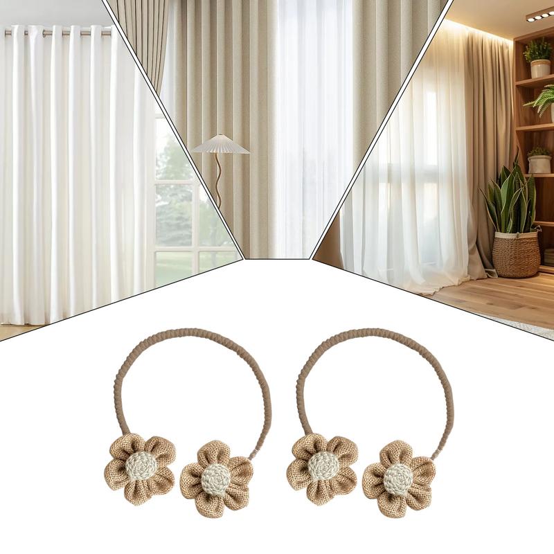2 шт. Подхваты для штор в виде цветов, декоративные завязки, веревка для подвязывания, украшение для детской комнаты, без сверления, закручивающаяся завязка для штор, декоративный подхват