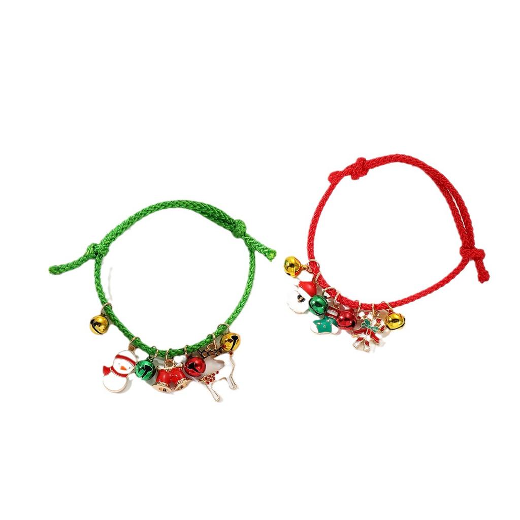 Рождественский браслет с колокольчиком лося для пары, регулируемый браслет с мультяшной масляной каплей в виде трости Санты