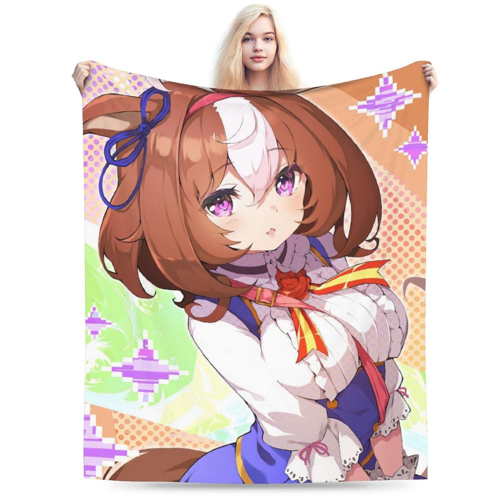 Пледы Uma Musume Pretty Derby Фланелевые Летние Портативные Ультра-Мягкие Пледы-Покрывала для Кровати Спальни Плюшевое Тонкое Одеяло