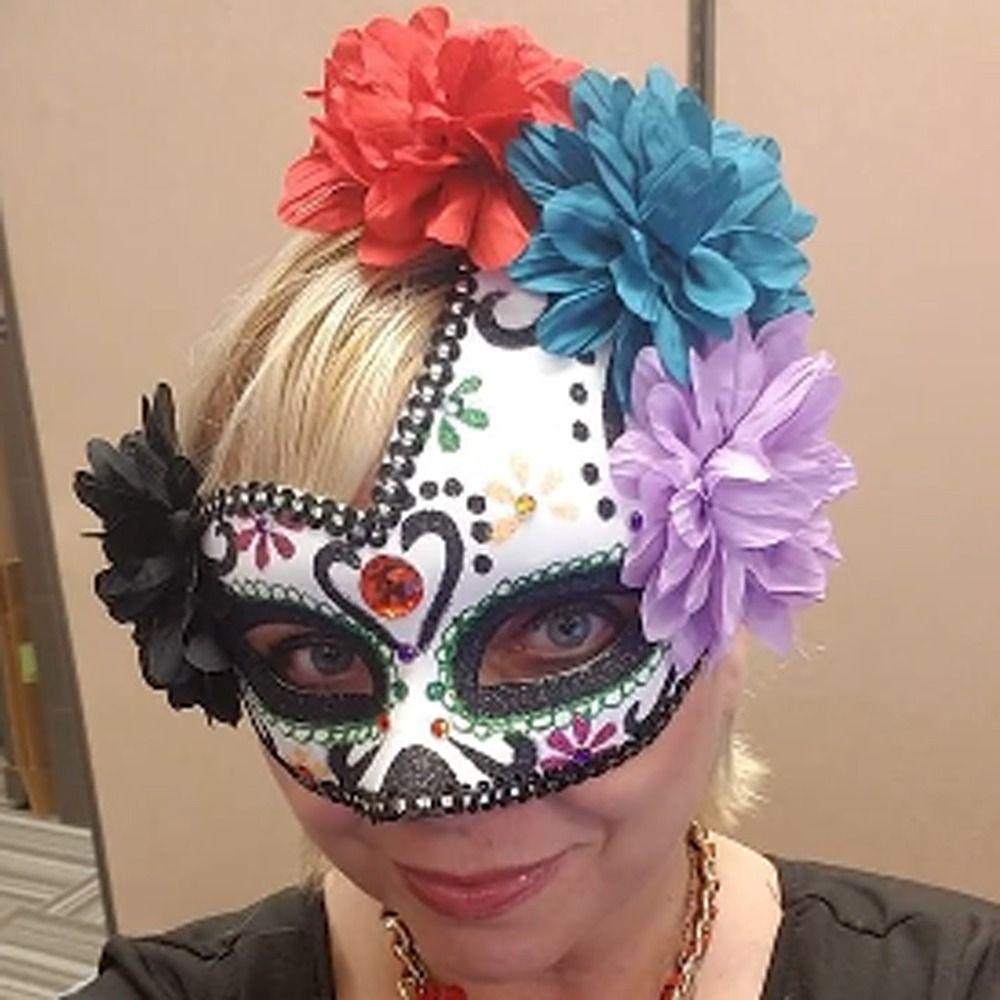 Fashion Halloween Mask Flowers Flower Wearing Ghost Mask Mexican Day of The Dead Mask Girls Lady