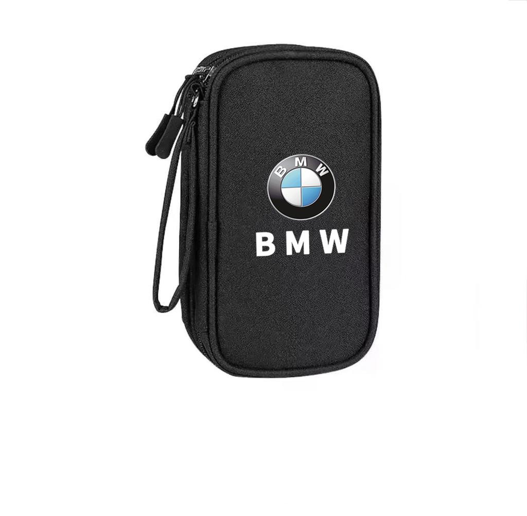 KSMH6 Car Sticker Multi Compartment Portable Car Keychain Storage Bag Thick Oxford Cloth Zipper Closure Key Organizer For BMW E46 F20