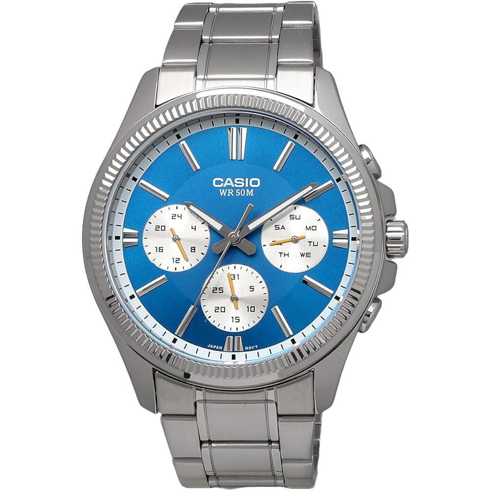 Casio Standard Quartz Men's Watch MTP-1375D-2A2V Blue 24-Hour Display Stainless Steel