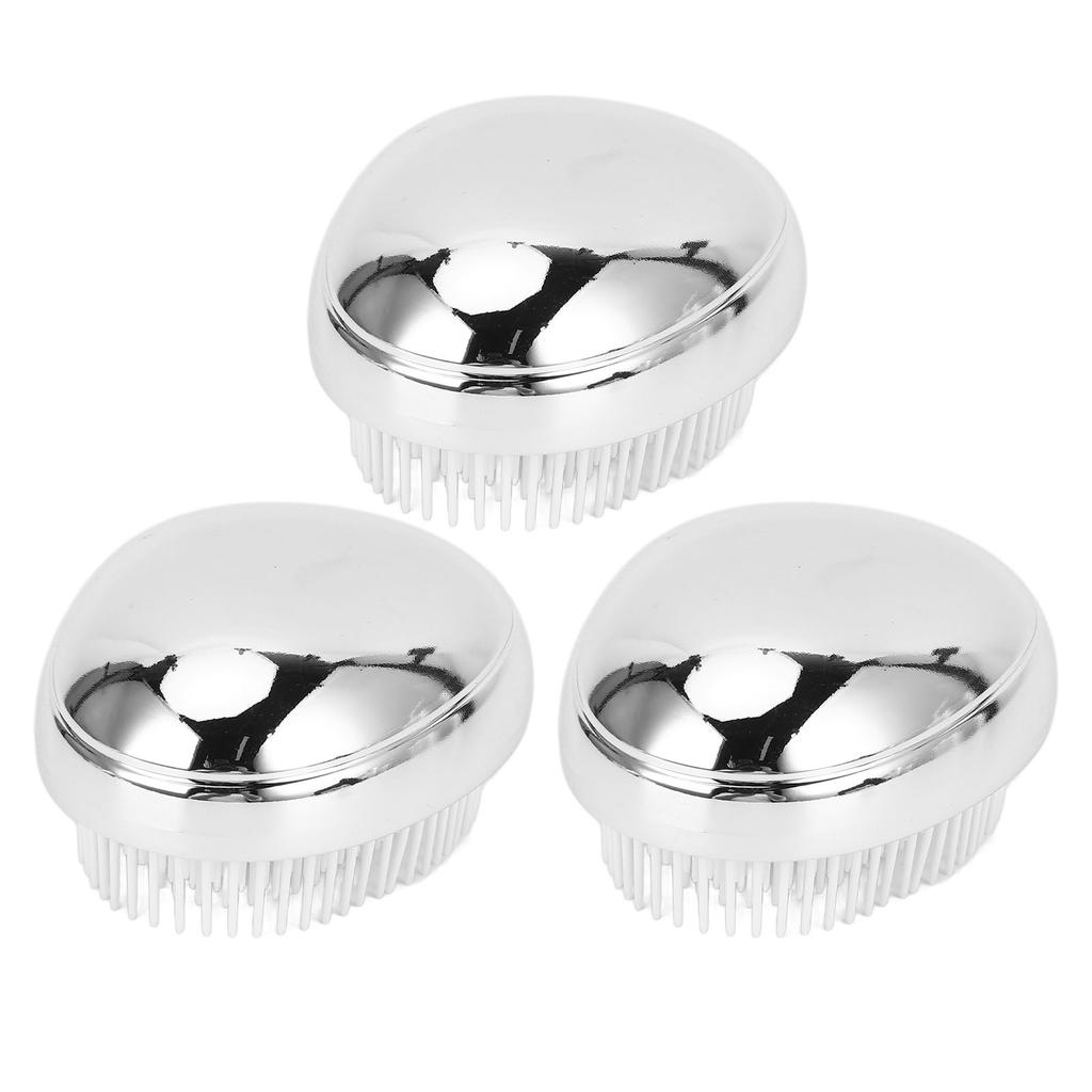 4pcs Silver Plating Egg Shape Hair Brush Gentle Detangling Brush Portable Hair Comb for All Hair Typ