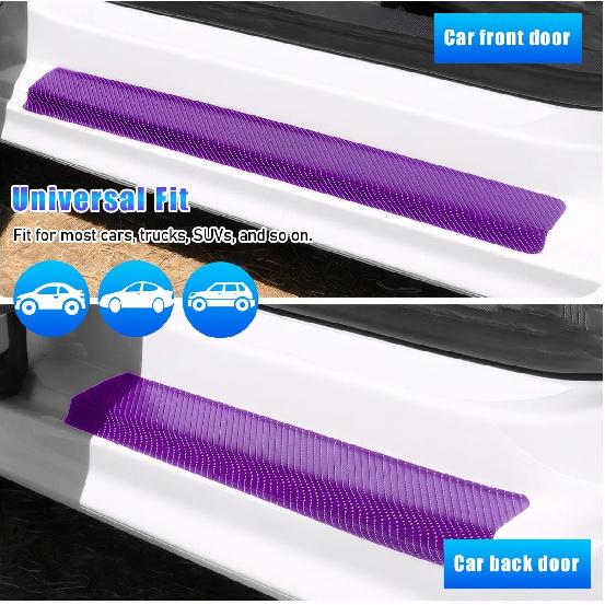 4 PCS Car Door Sill Protector, Carbon Fiber Auto Door Entry Edge Guard Sill Protection Sticker, Anti-Scratch Vehicle Threshold Cover Strips,