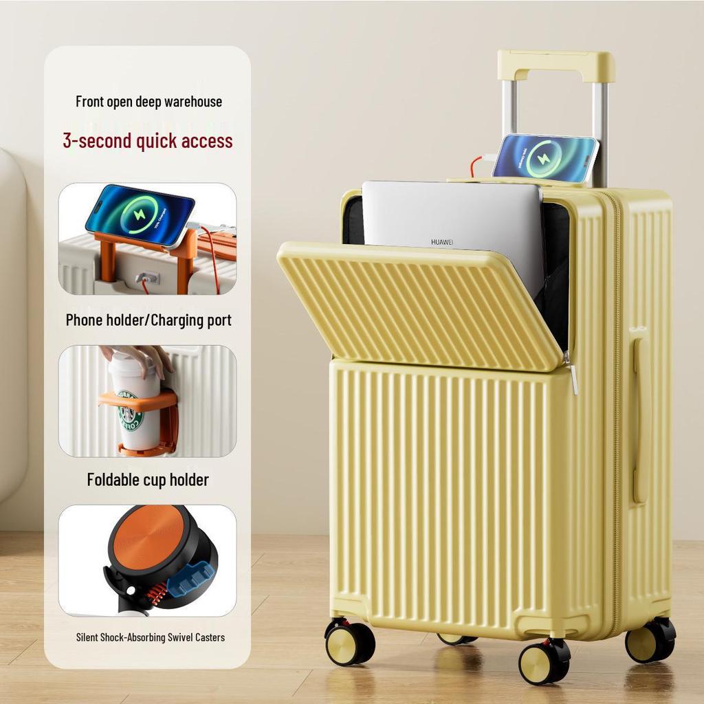Женский 28-дюймовый чемодан для ручной клади с передним открыванием, большой вместимости, прочный чемодан на колесиках с универсальными колесами