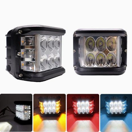 Cross-border Bestseller 120W Three-sided Dual-flash Fog Lights 60W Tricolor Strobe Car Lights Double-row Auxiliary Lamps 12V