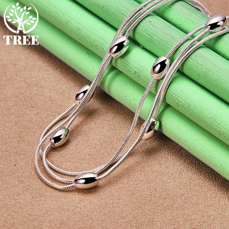 Noble 925 Sterling Silver Oval Bead Snake Chain Necklace For Men Fashion Charm Jewelry Women Birthday Party Gifts Accessories