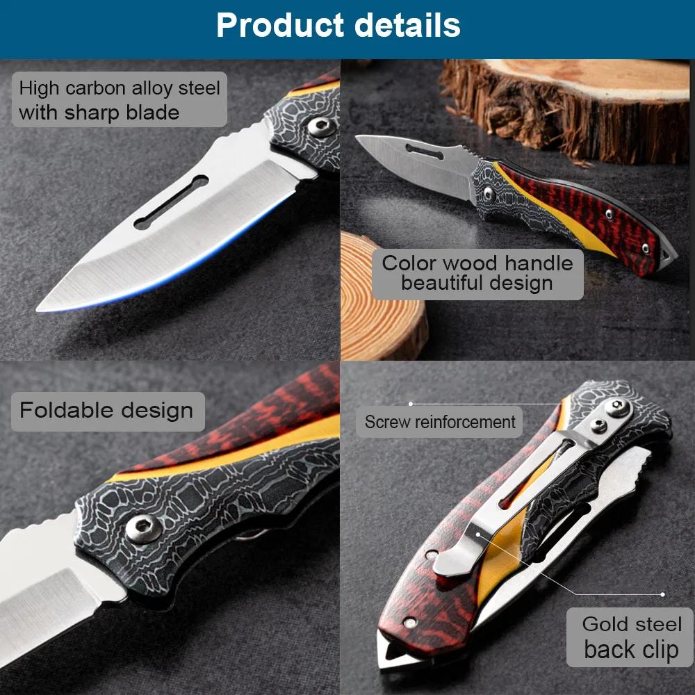 Stainless Steel Fruit Knife Folding Pocket Knife Multifunctional Portable Barbecue Knives Kitchen Cooking Meat Cleaver Cutting