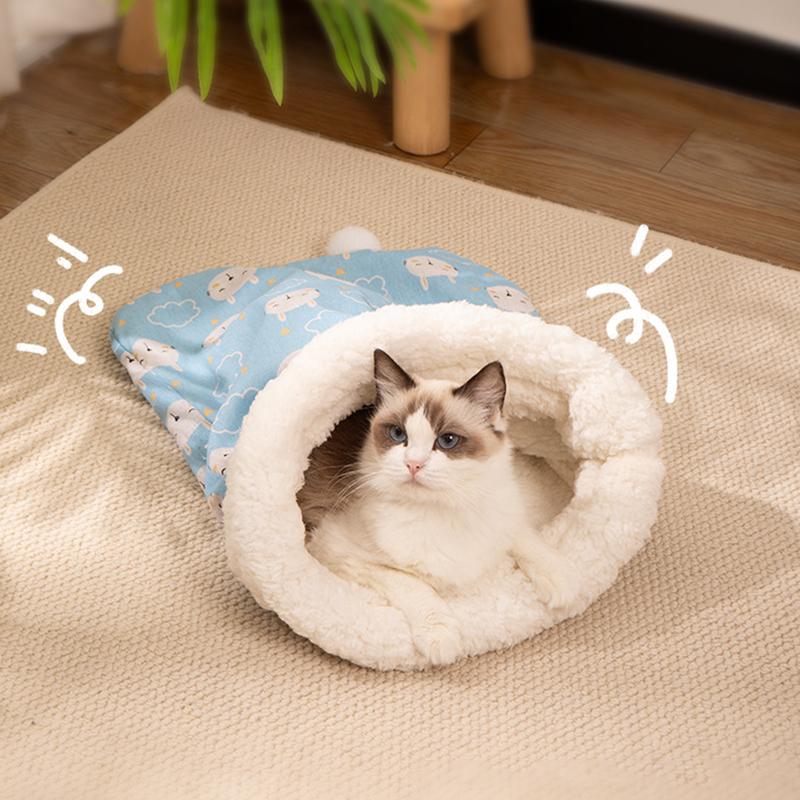 Comfortable Thickened Cat Sleeping Bag Soft Pocket Type Cat Bed Warm Closed Cat Bed Funny Pet Nest Lovely Nest Pet Supplies