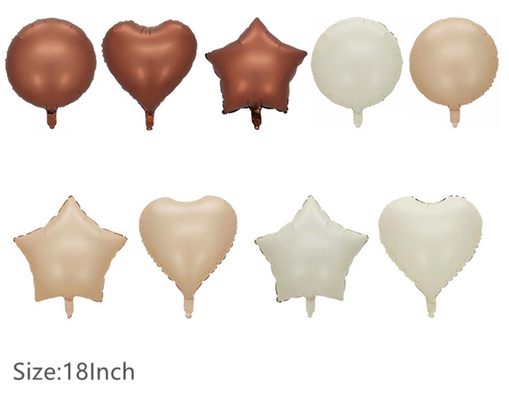 10PCS 18Inch Cream Color Star Balloons Heart Foil Helium Ball Girl Kids Adult Happy Birthday Party Decoration Wedding Supplies