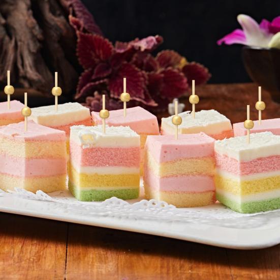 100Pcs Fancy Bamboo Cocktail Picks with Gold Ball End Biodegradable Environmentally Friendly Bamboo Fruit Fork