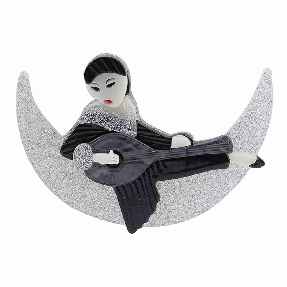 New Fashion Creative Fairy Girl Holding Rabbit Acrylic Brooches For Women Cartoon Cute Badge Brooch Pins Party Jewelry Gift