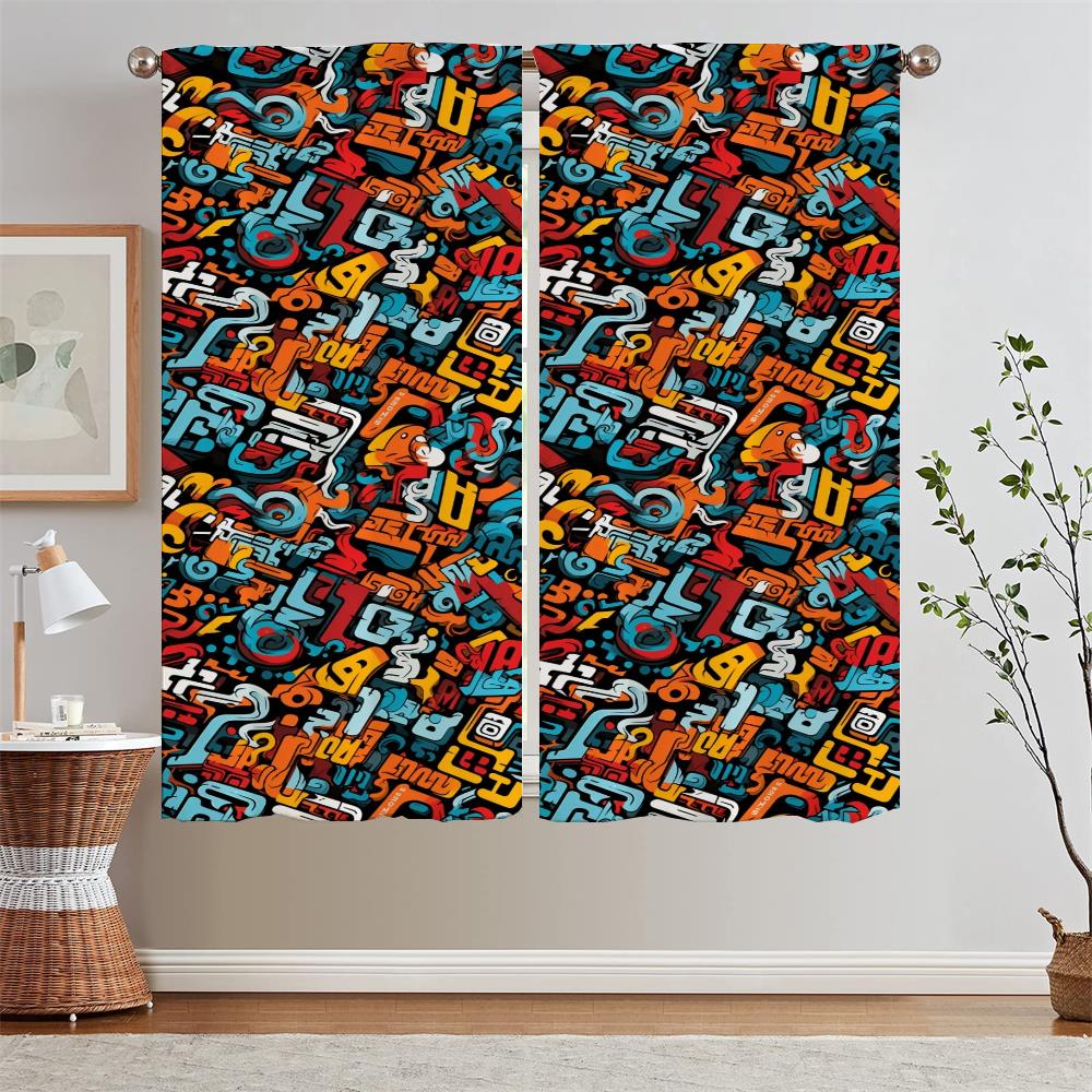 Уличный элемент Граффити Кухонные шторы для дверей Шифоновая штора Подхваты Шторы Детская комната Дом и Декор Перегородка