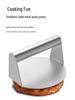 Stainless Steel Square Patty & Steak Press - Manual Teppanyaki & Hamburger Tool