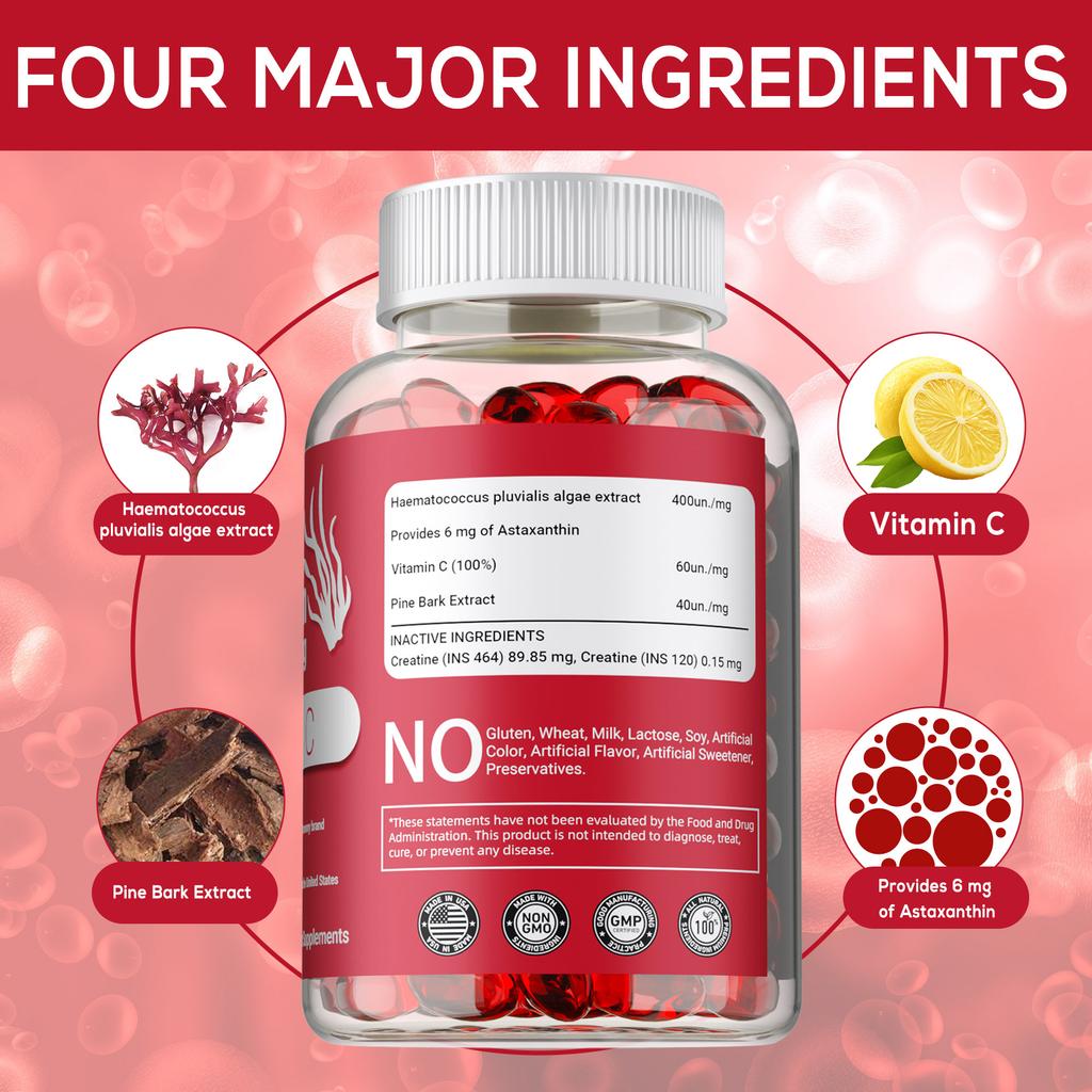 Астаксантин 6 мг - Мощный антиоксидант Haematoccus Pluvialis Здоровье сердца