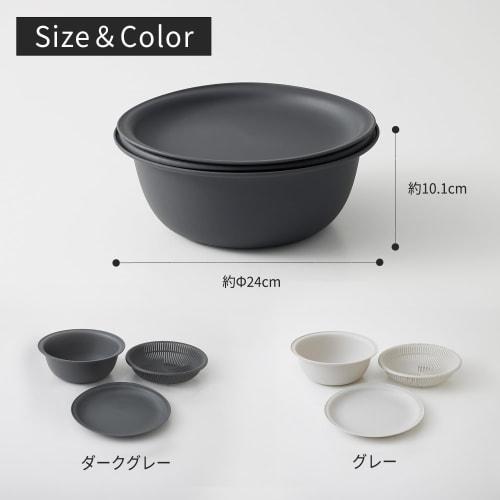 Marna 21cm Colander Bowl (Microwave/Heat-Resistant/Stackable) with Tray, Colander and Bowl Set, Heat-Resistant Bowl, Dishwasher-Safe, Dark Gray, K809D