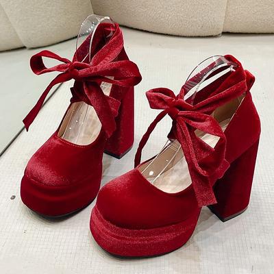 Дизайнерские туфли Мэри Джейн на платформе для женщин, женская модная обувь на толстом высоком каблуке с перекрестными шнурками, женские элегантные туфли-лодочки
