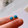 New In Turquoise Stud Earrings Classic Inlaid Simple Round Blue Small Earings for Women Charm Fashion Party Jewelry