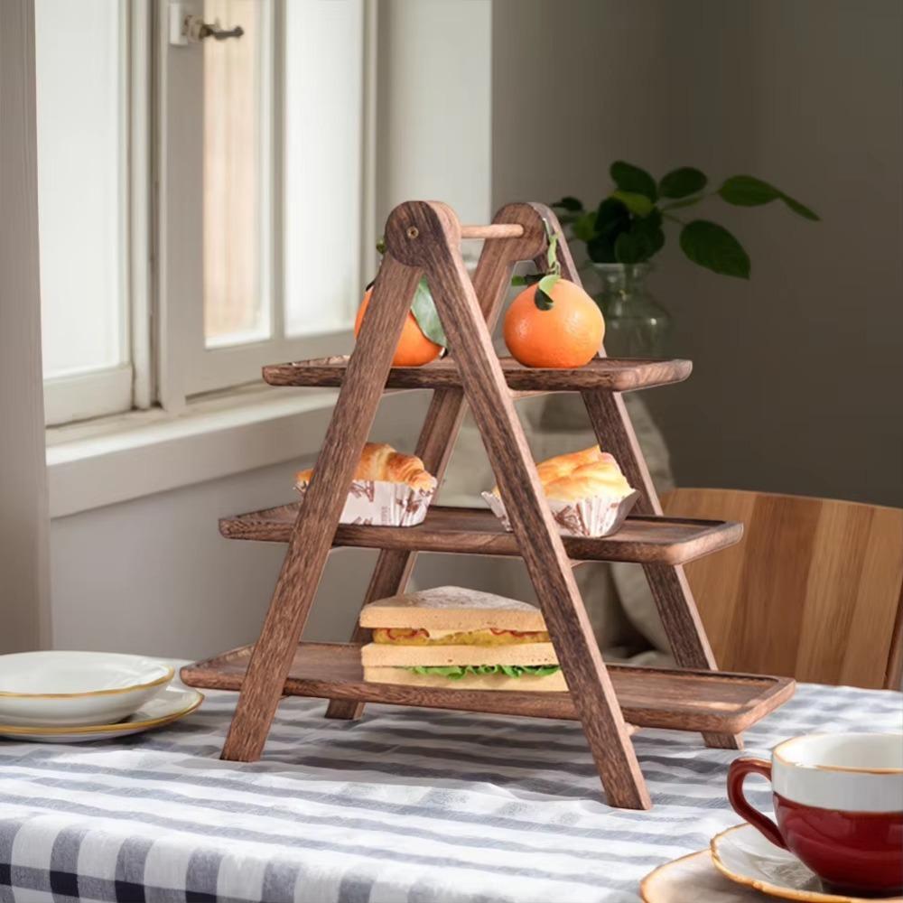 3 Layers Wood Tiered Tray Multi-Function Cupcake Tiered Tray Food Storage Shelf For Wedding Party
