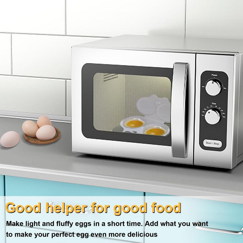 2PCS Microwave Egg Maker With 2 Cavity, Kitchen Cooking Mold Eggs Poacher Kitchen Gadgets Fried Egg Tool DIY Eggs Round Poached