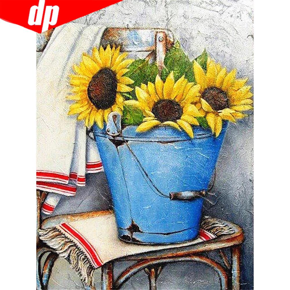 Алмазная вышивка Подсолнух Алмазная картина Полная круглая Новое поступление Стразы Картины Домашний декор