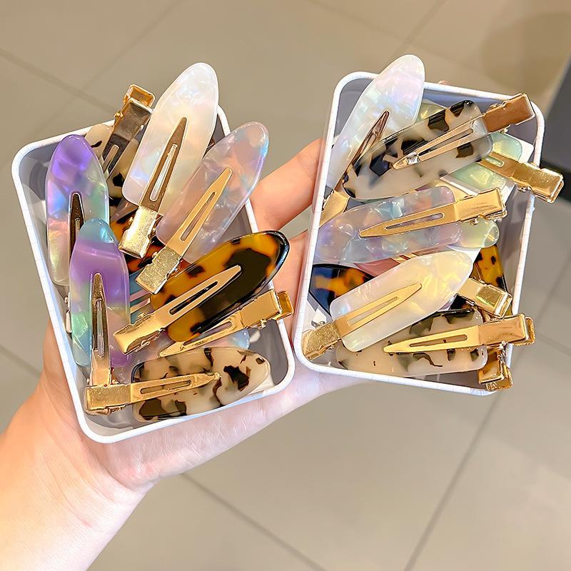 Simple Colorful Seamless Hair Clip Women Acetate No Bend Bangs Clip Barrettes Duckbill Clip Hairpins Hair Accessories For Girls