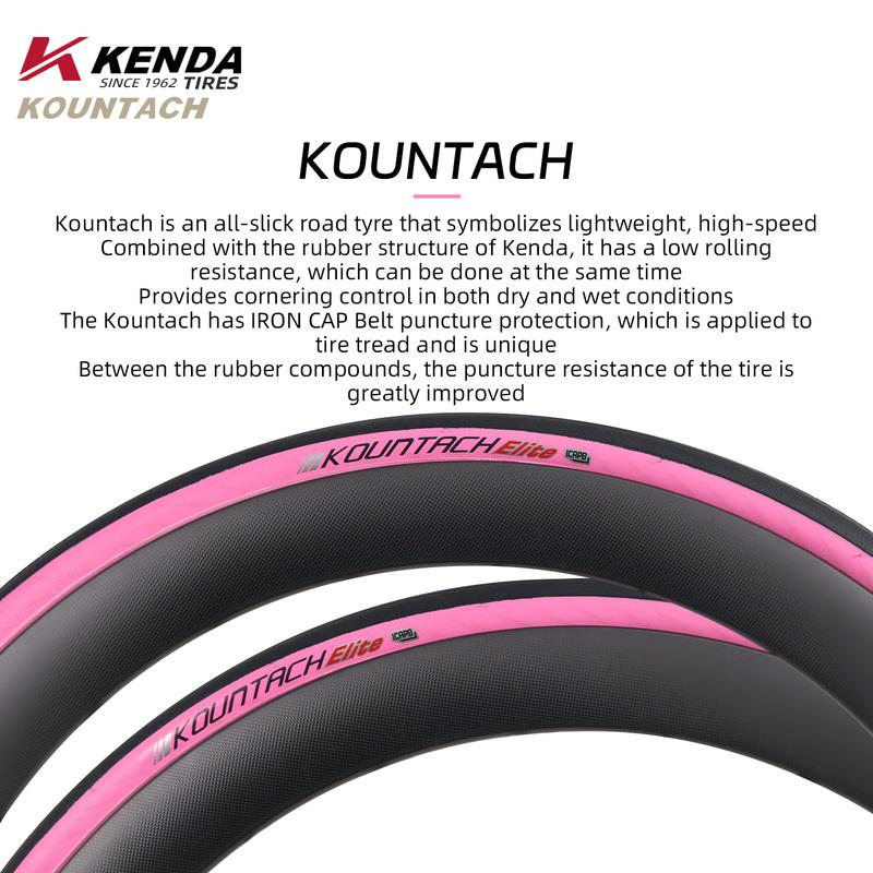 Kenda K1092 Новые шоссейные покрышки для велосипеда, устойчивые к проколам и скольжению, ультралегкие, складные, 700x28c, Kountach Elite, розовая боковина
