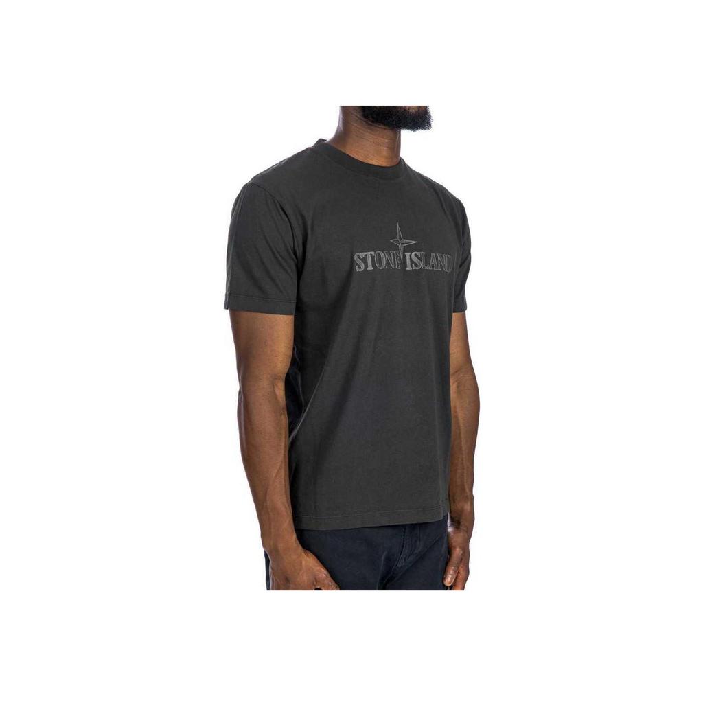 STONE ISLAND FW24 Хлопковая футболка с логотипом, короткий рукав, мужские топы, серый 81152NS80-V0062